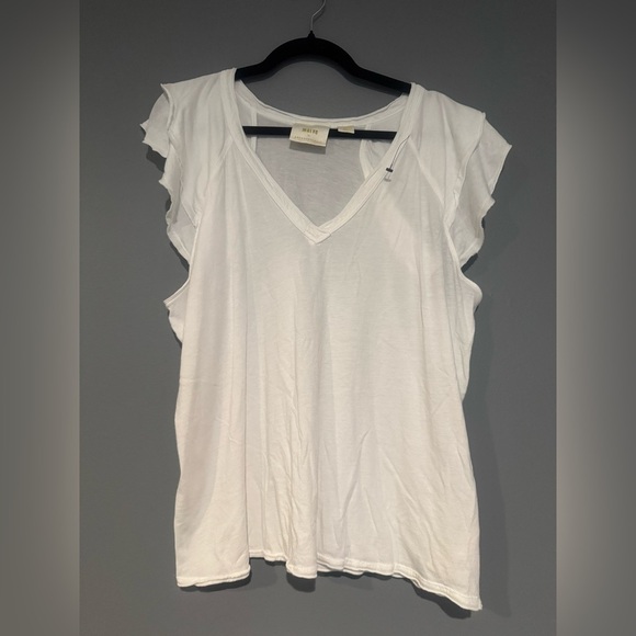 Maeve Ivory Flutter Sleeve V-Neck Blouse - Picture 6 of 8